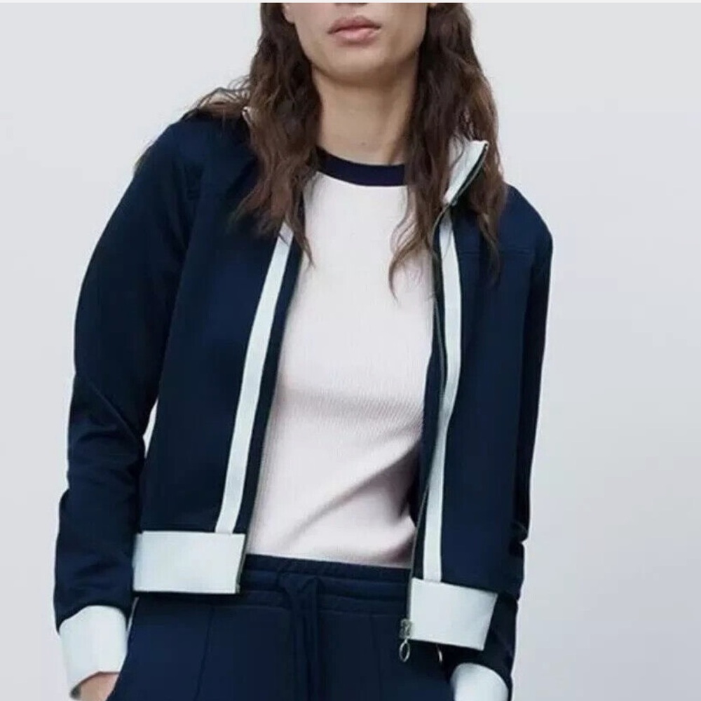 Zara Navy & White Track Jacket Sz. S